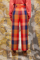 Royal Blue and Red Plaid Paperbag Pants  image