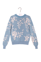 Dusty Blue Rose Jacquard Sweater  image