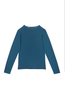 Blue and bottle green striped sweater  image