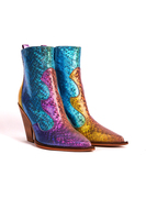Rainbow holographic printed leather texan ankle boots  image