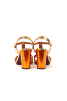 gold and tangerine metallic leather sandals  image