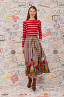 Tulip embroidered checked skirt  image