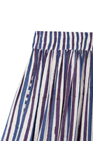 Roses embroidered blue and white striped skirt  image