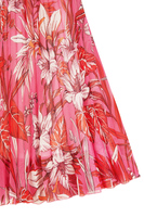 Fuchsia tropical floral print pleated skirt  image