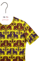 Yellow Abstract Big Cats Print T-shirt  image