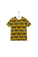 Yellow Abstract Big Cats Print T-shirt  image