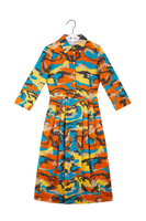 Multicoloured camouflage print midi shirtdress  image