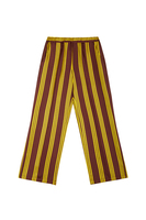 Chocolate brown silk striped trousers image