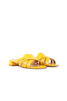 Sunny yellow criss cross leather sandals  image