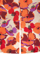 Papaya orange and red poppy print overcoat  image
