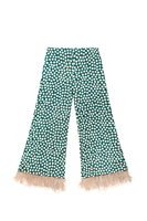 Forest green polka dot trousers with feathers  image