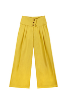 Mustard yellow trousers with folded waistline  image