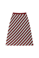 Acqua and burgundy diagonal striped knit skirt  image