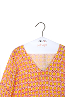Lemon yellow and pink polka dot and diamond printed sweater  image
