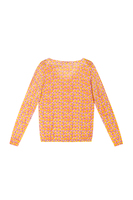 Lemon yellow and pink polka dot and diamond printed sweater  image