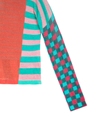 Multicoloured stripes and squares printed sweater  image