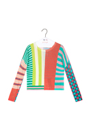 Multicoloured stripes and squares printed sweater  image