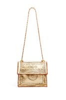 Gold perforated leather fold-over crossbody bag   image