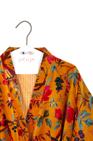 Mustard Flora and Fauna Print Velvet Overcoat  image