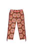 Chocolate brown kaleidoscope floral trousers with fringes  image