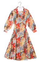Abstract Floral Print Midi Wrap Dress  image