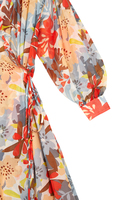 Abstract Floral Print Midi Wrap Dress  image