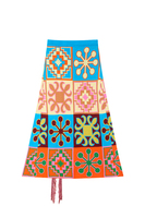 Multicoloured Geometric Jacquard Knit Skirt  image