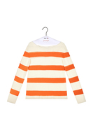 Cinnamon brown and white wide striped sweater  image