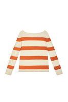 Cinnamon brown and white wide striped sweater  image