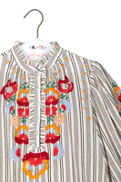 Floral embroidered striped blouse  image