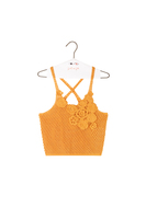 Saffron Yellow Crochet Crop Top  image