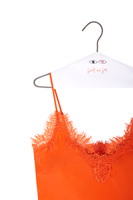 Sunset orange silk camisole with lace trim image