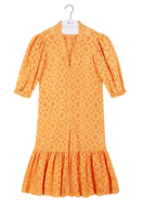 Tangerine orange broderie anglaise midi dress  image