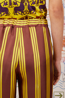 Chocolate brown silk striped trousers image