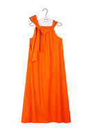 Papaya Orange Sleeveless Midi Dress With Bow  image