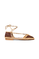 Chocolate Brown Raffia Flats  image