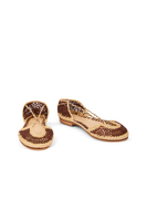Chocolate Brown Raffia Flats  image