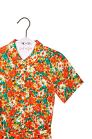 Orange painterly floral print midi shirtdress  image