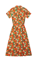 Orange painterly floral print midi shirtdress  image
