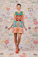 Multicoloured geometric jacquard knit mini tank dress  image