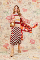 Acqua and burgundy diagonal striped knit skirt  image