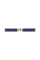 Navy Blue Elasticated Belt with Floral Motifs  image