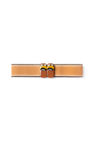 Caramel Brown Elasticated Belt with Abstract Floral Motif  image