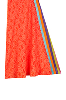 Papaya Orange Floral Lace Flared Trousers image