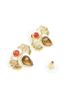 Honey Stud Earrings with Ginkgo Leaves image