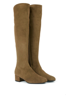 Olive green suede boots image