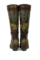 Olive green geometric embroidered boots image