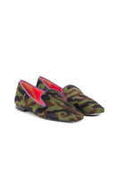 Green camouflage ponyskin loafers image