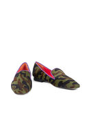 Green camouflage ponyskin loafers image