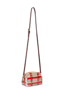 Taupe and red checked crossbody bag image